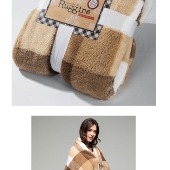 NWT Ruggine brown, white and tan throw blanket 100% polyester versatile and warm - Picture 3 of 5